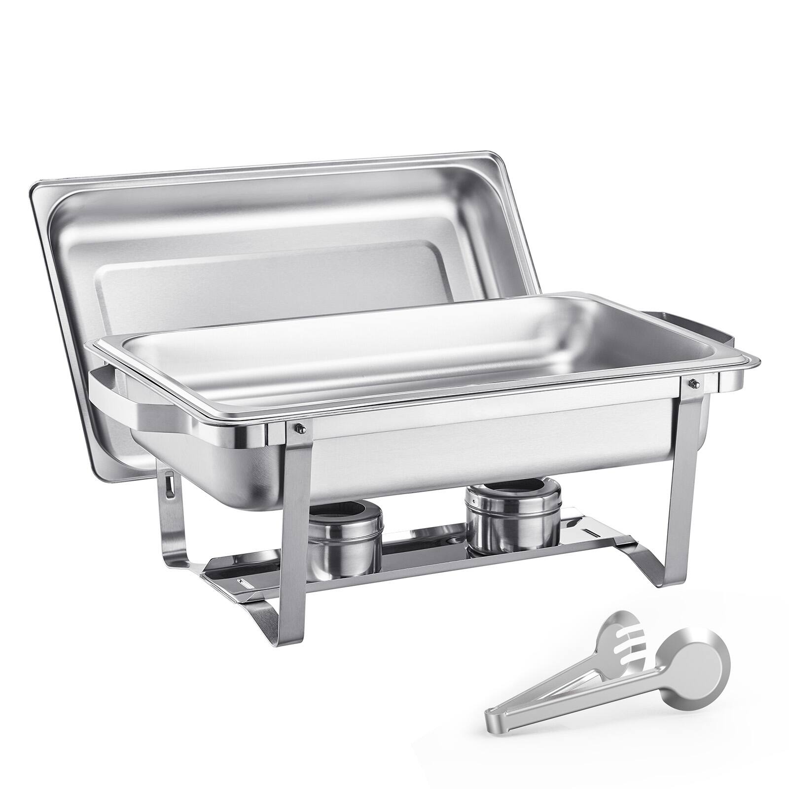 VEVOR - Chafing Dish Buffet Set, 8 Qt 6 Pack, Stainless Steel Chafer with 6 Full Size Pans, Rectangle Catering Warmer Server - Silver