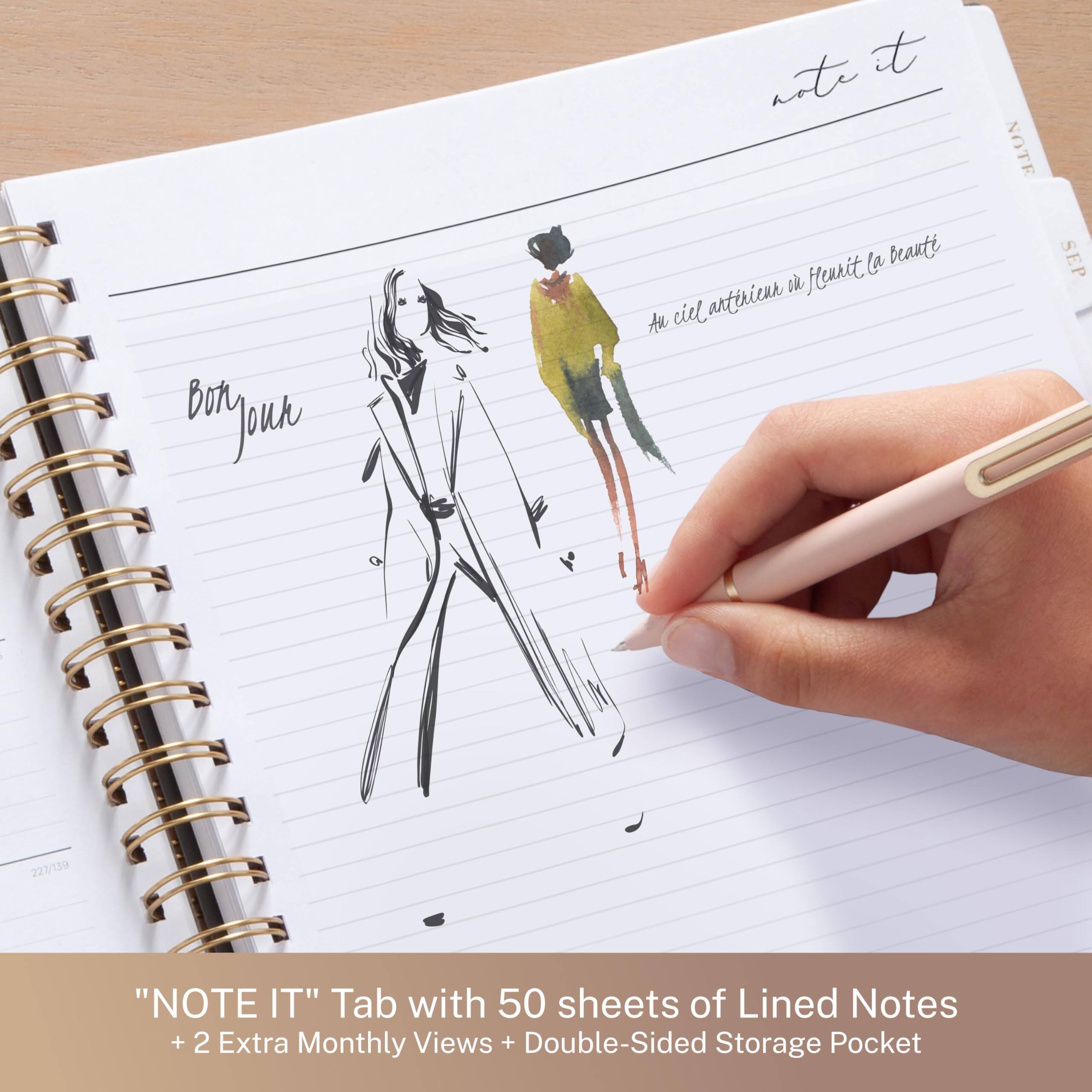 "NOTE IT" Tab with 50 sheets of Lined Notes + 2 Extra Monthly Views + Double-Sided Storage Pocket