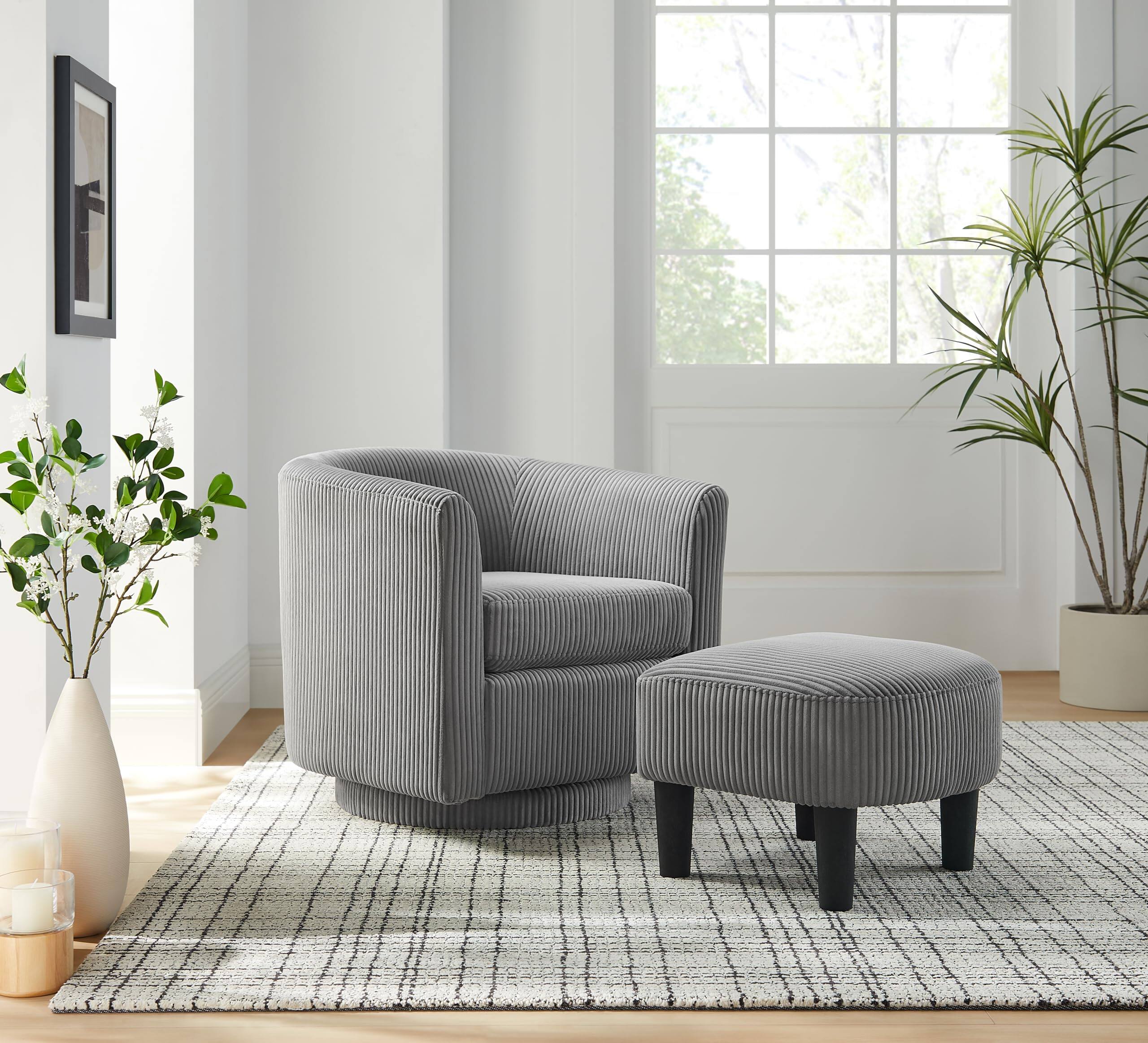Alt View 7. Ecooso - Swivel Recliner Accent Chair 360° with Ottoman, Corduroy Arm Sofa - Gray.