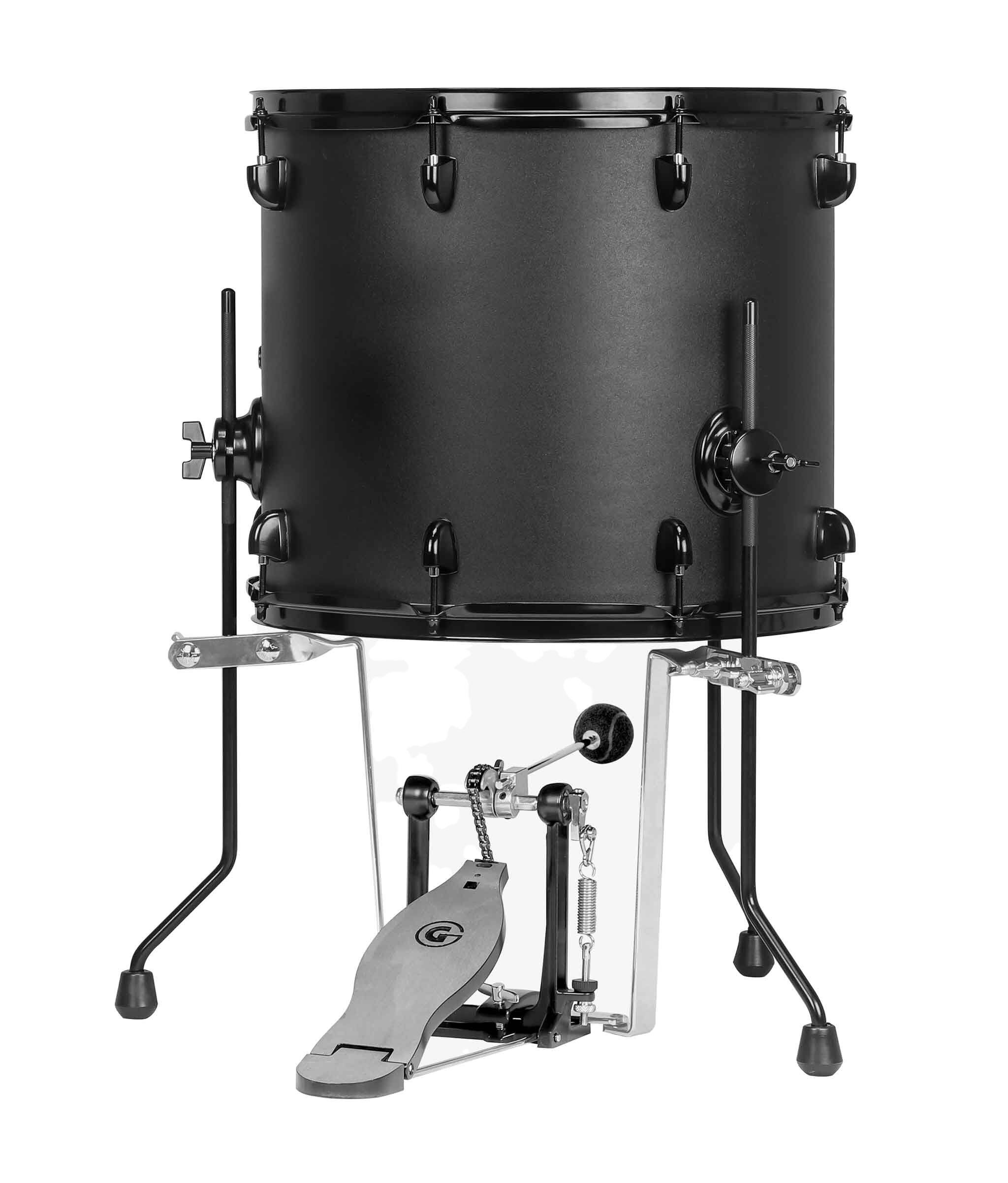 Angle. Gibraltar Hardware - Floor Tom Cocktail Conversion Kit, Converts Floor Tom with Adjustable Pedal Mount and Single Chain Reversed Cam Pedal.