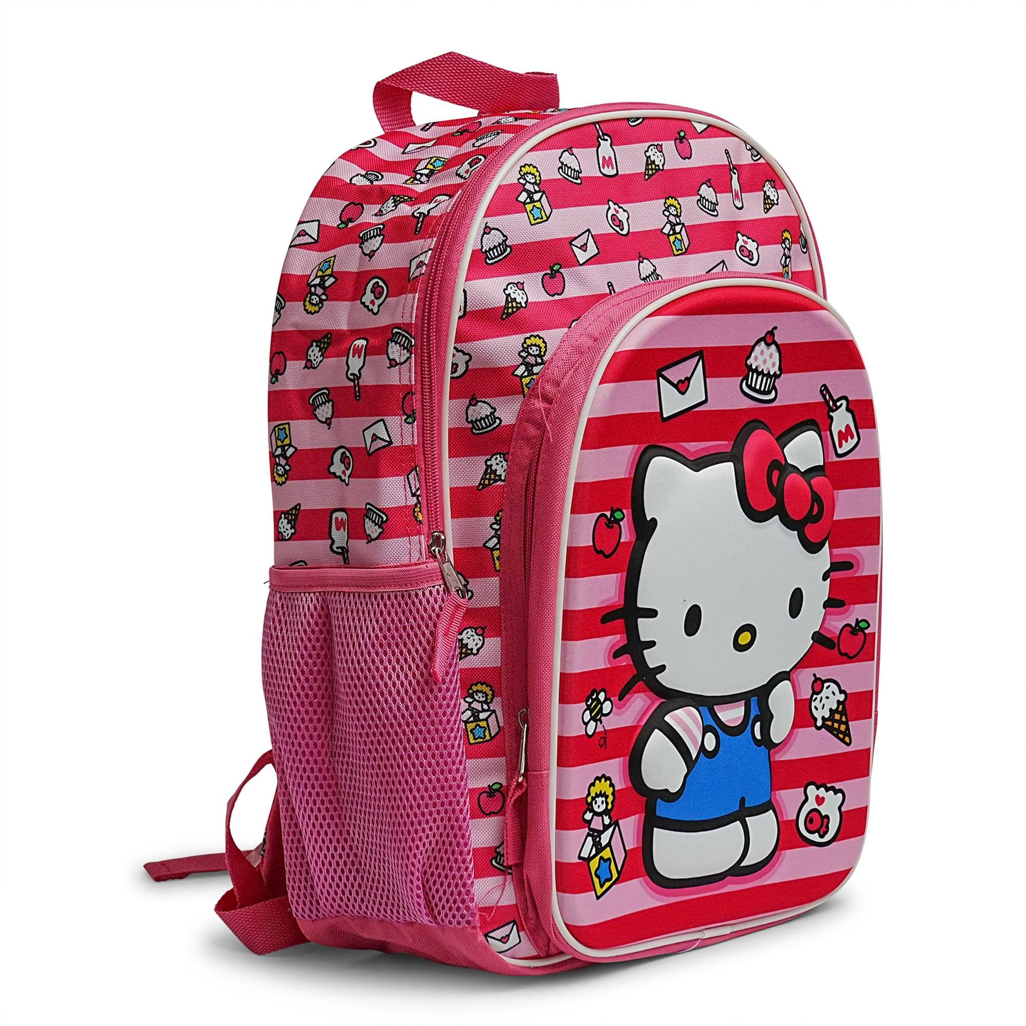 Alt View 1. Hello Kitty - Sanrio Hello Kitty Pink Striped 16 Inch Backpack with Front Pocket - Multi-Colored.