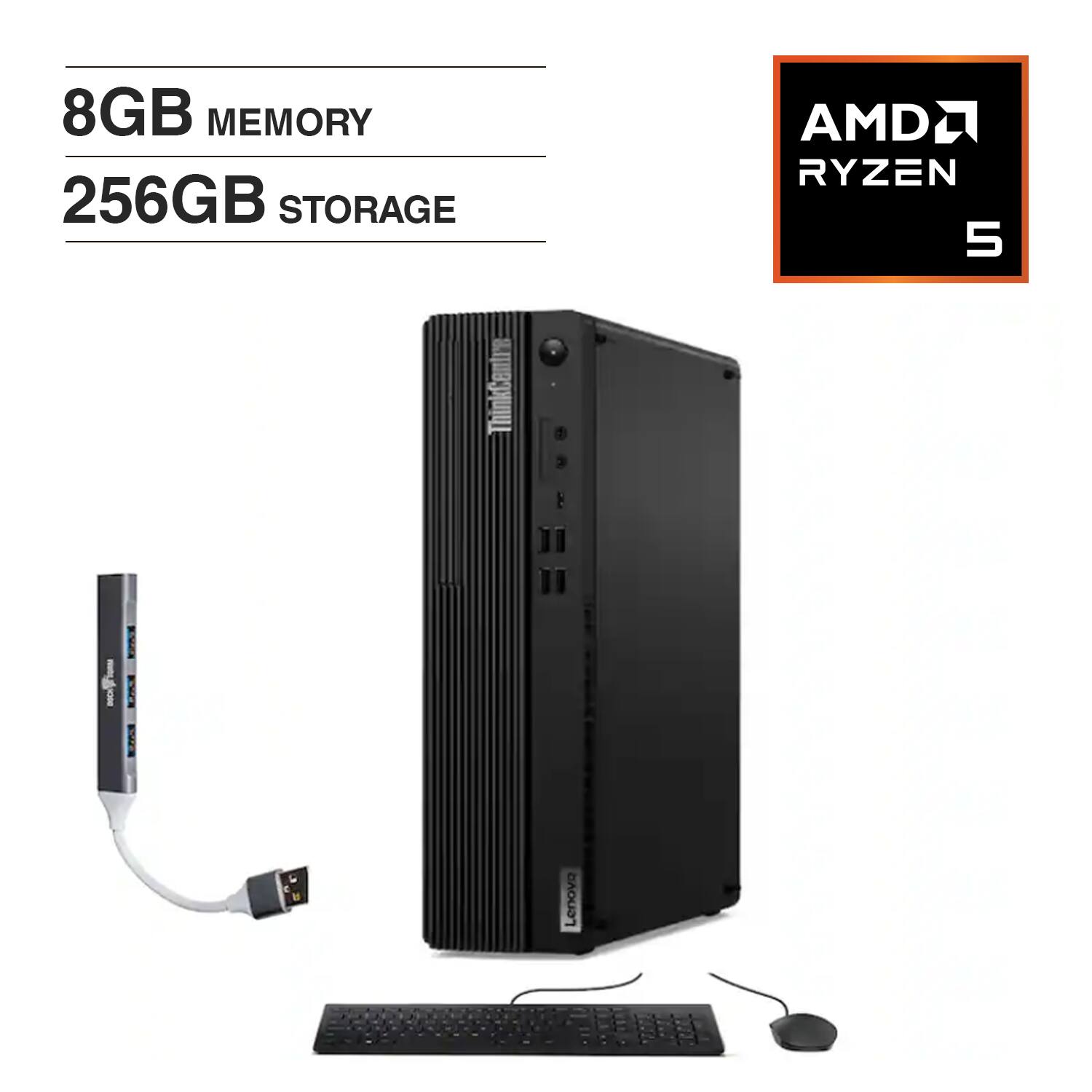 8GB MEMORY  
256GB STORAGE  
AMD RYZEN 5  
ThinkCentre M  
Lenovo