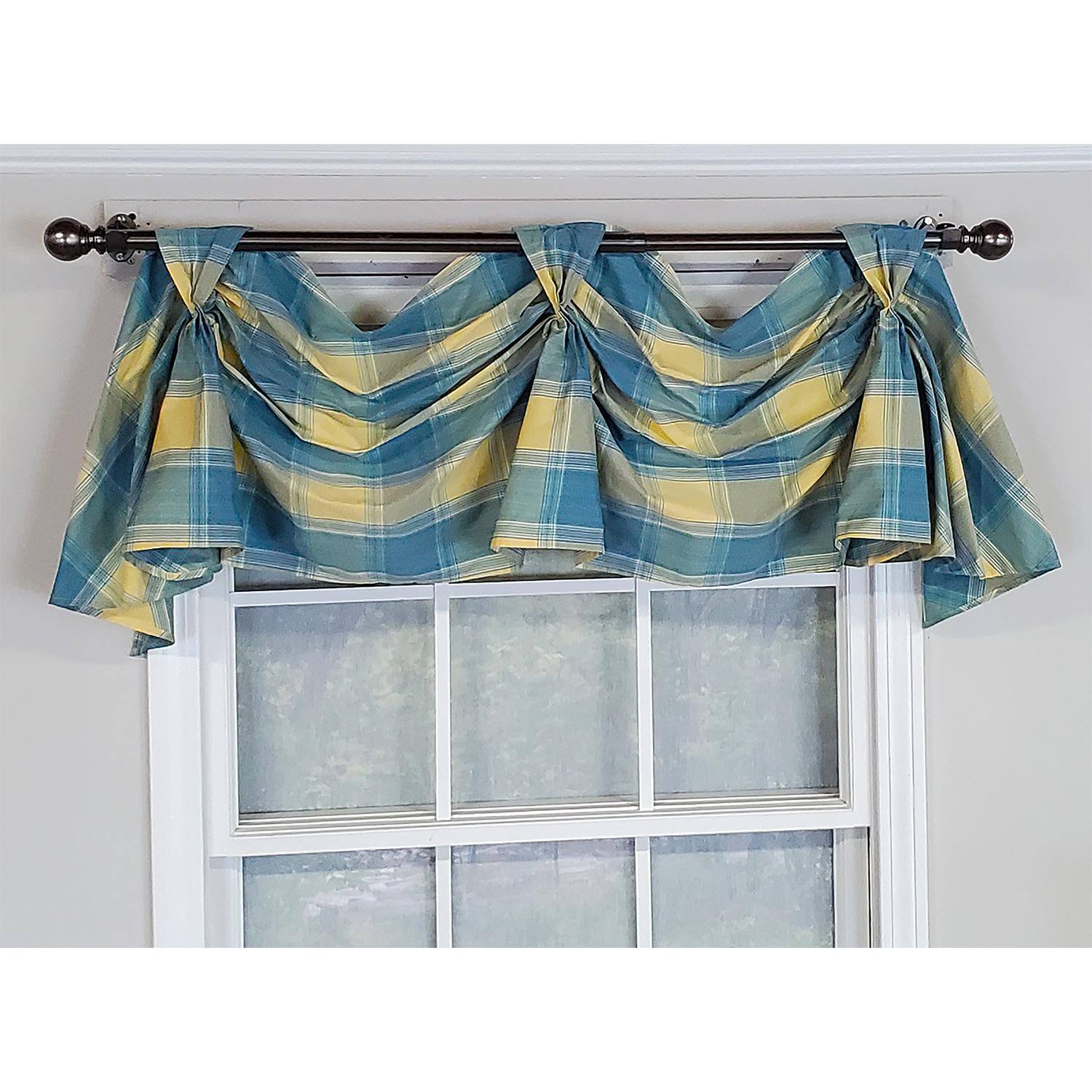 Angle. RLF Home - RLF Home Duncaster 2-Scoop Celebration 100% Cotton with Fully Lined 3" Rod PocketWindow Valance 45" x 18" Porcelain - Porcelain.