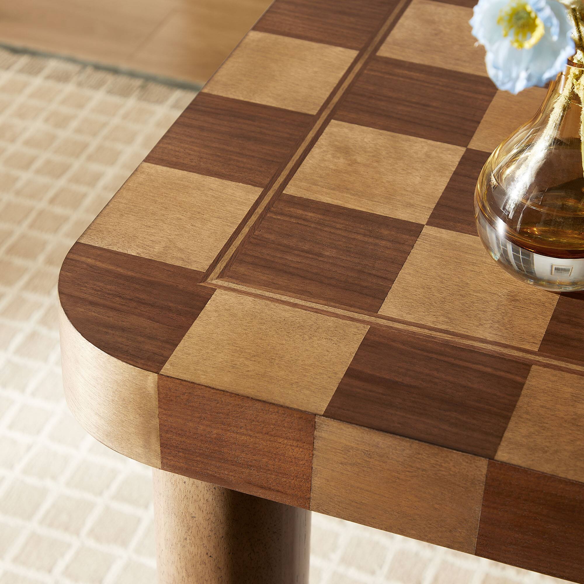 Alt View 1. Modway - Oscar 36 Inch Square Checkered Dining Table by Modway - Walnut and Dark Walnut.