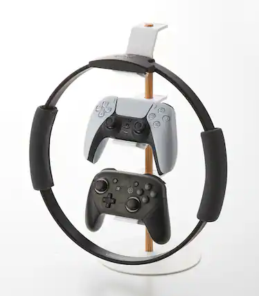 Front. Yamazaki Home - Controller Stand - Steel + Wood.