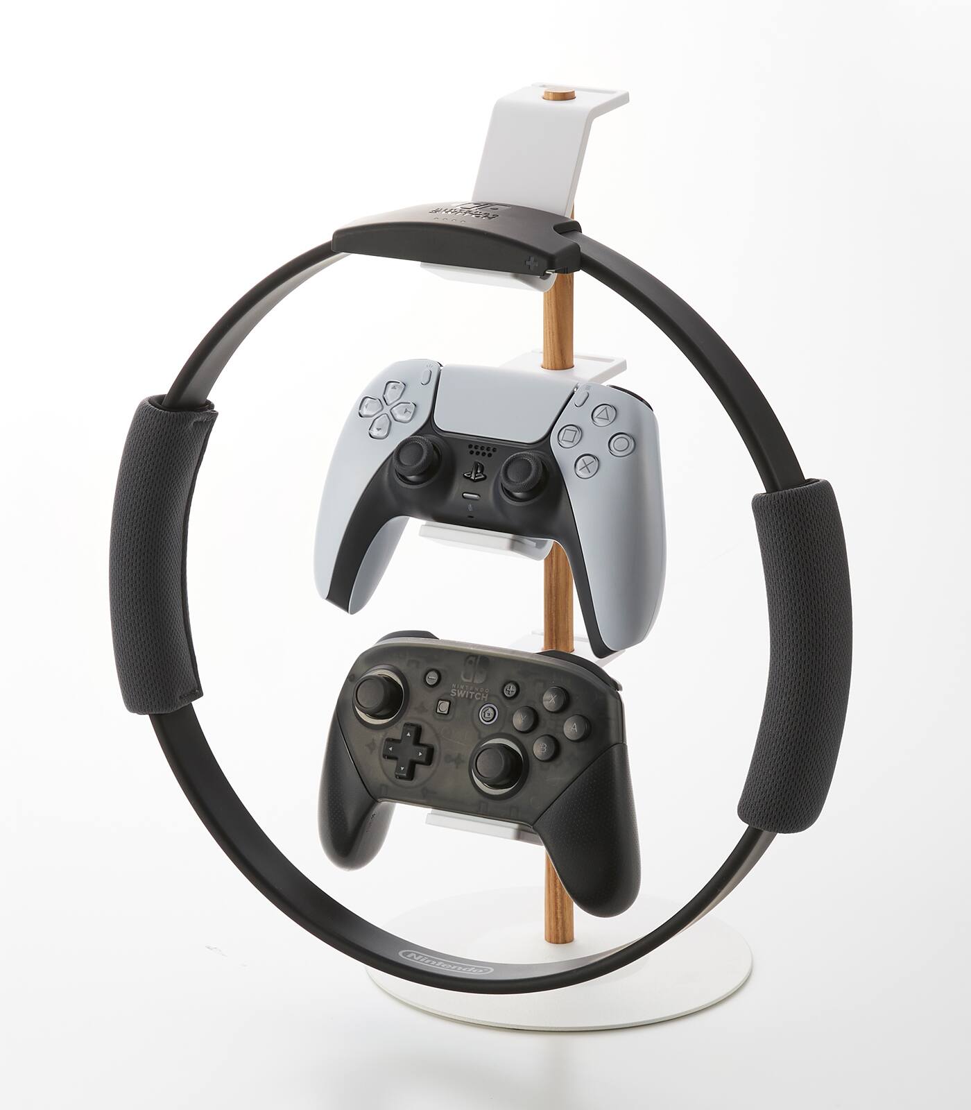 Front. Yamazaki Home - Controller Stand - Steel + Wood.