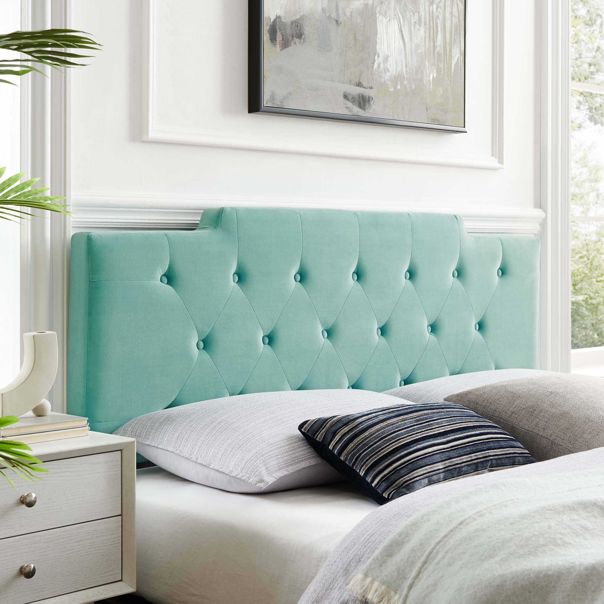 Alt View 1. Modway - Juliet Tufted Performance Velvet King/California King Headboard by Modway - Mint.