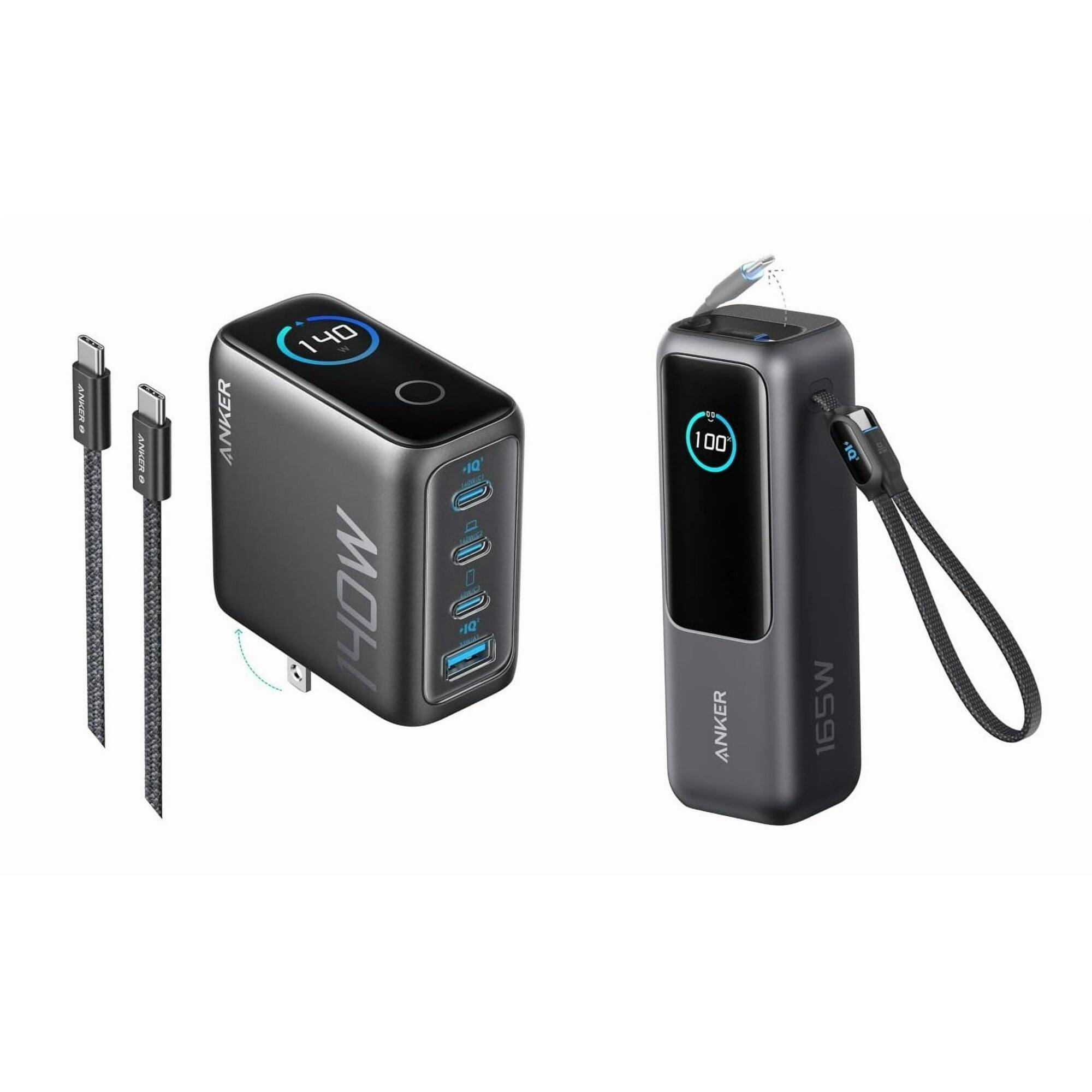 Anker - 140W MAX USB C Laptop Charger and 25,000mAh Portable Power Bank with Built-in & Retractable Cables price history on PriceWatchPro