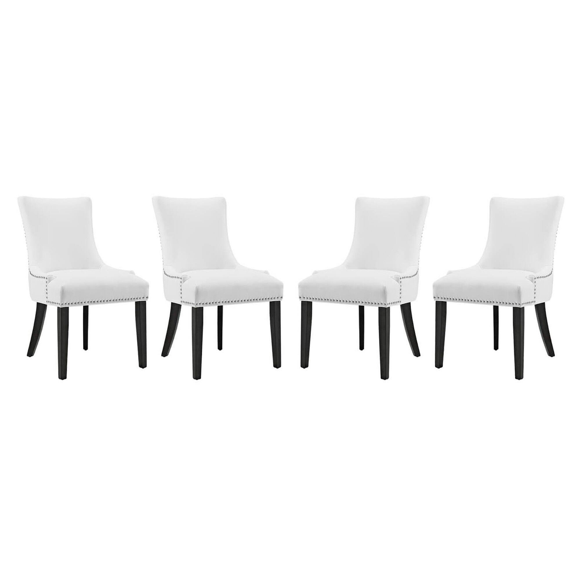 Marquis Faux Leather Dining Chair Set of 4 by Modway - White