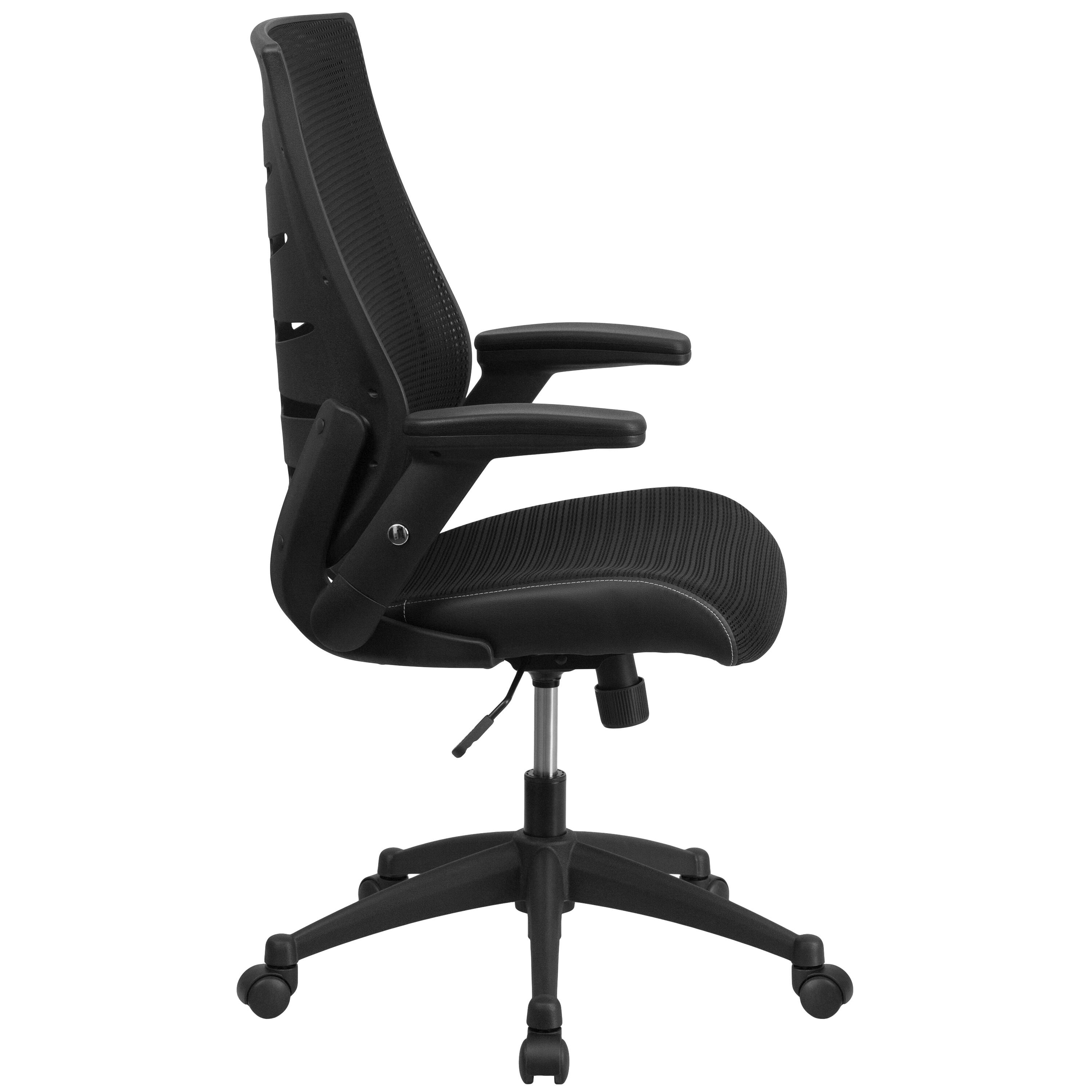 Alt View 6. Emma + Oliver - High Back Designer Mesh Executive Swivel Ergonomic Office Chair with Height Adjustable Flip-Up Arms - Black.