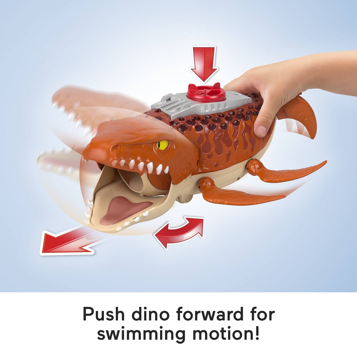 Push dino forward for swimming motion!