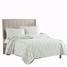 RT Designers Collection - Bonaire Dillon 3-Pieces Lighteright Pinsonic Quilt Set King - Green