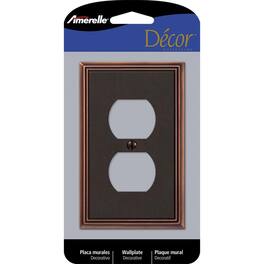 AMERELLE - Metro Aged 1 gang Die-Cast Metal Duplex Wall Plate 1 pk - Bronze
