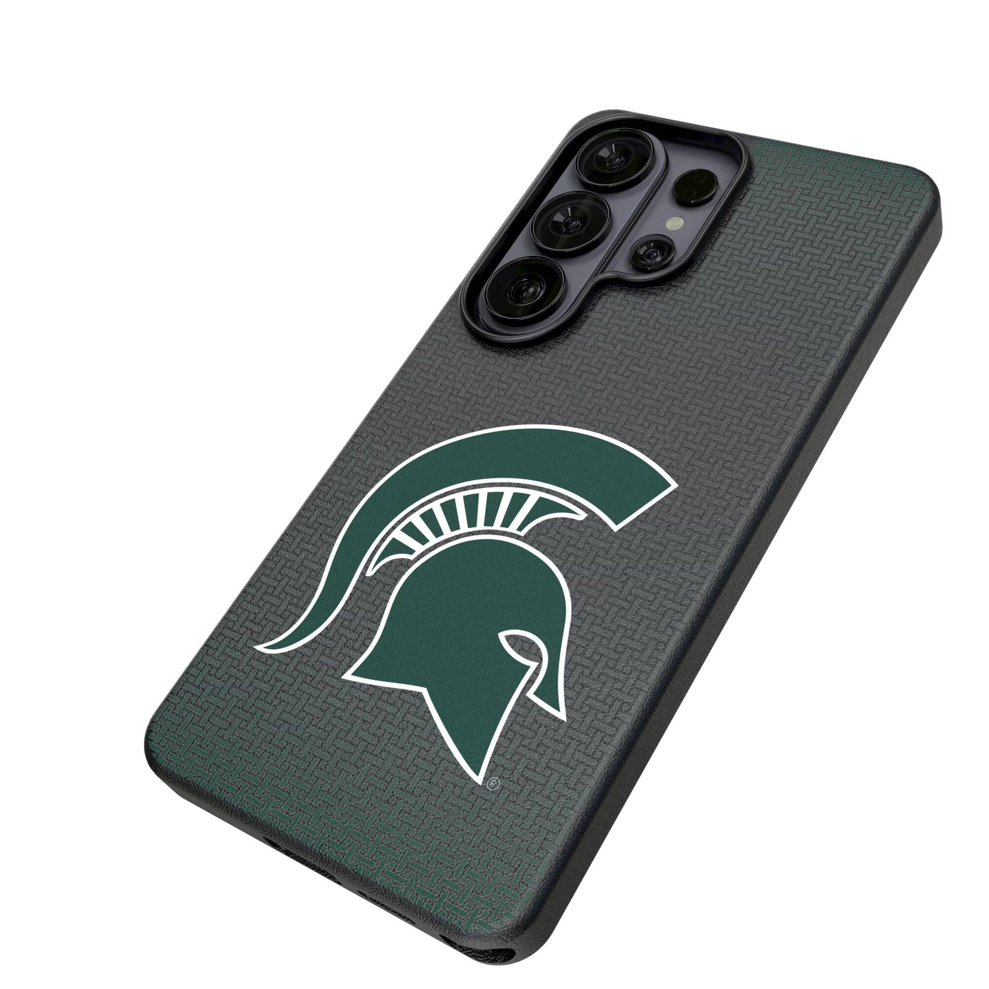 Alt View 1. Keyscaper - Michigan State Spartans Linen Galaxy Magnetic Bump Case - S24 - Black.