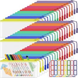 Vulpecula Spade - 48 Pack Mesh Zipper Pouch Bags - Small, Clear Pencil Pouch Bulk, Travel Storage