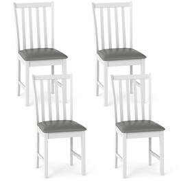 Gymax - Wooden Dining Chair Set of 4 w/Rubber Wood Frame & Padded Seat & Curved Back - White