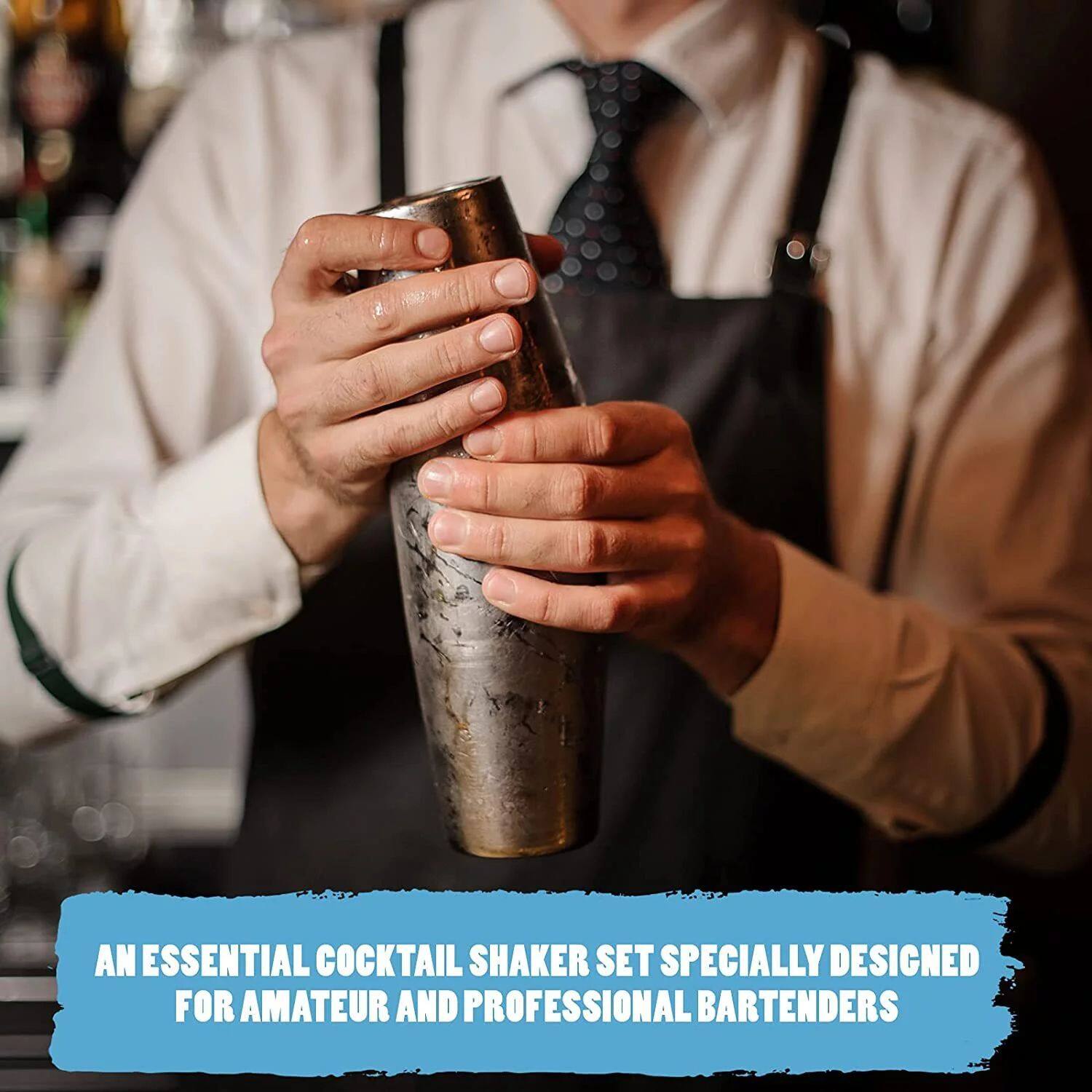 AN ESSENTIAL COCKTAIL SHAKER SET SPECIALLY DESIGNED FOR AMATEUR AND PROFESSIONAL BARTENDERS