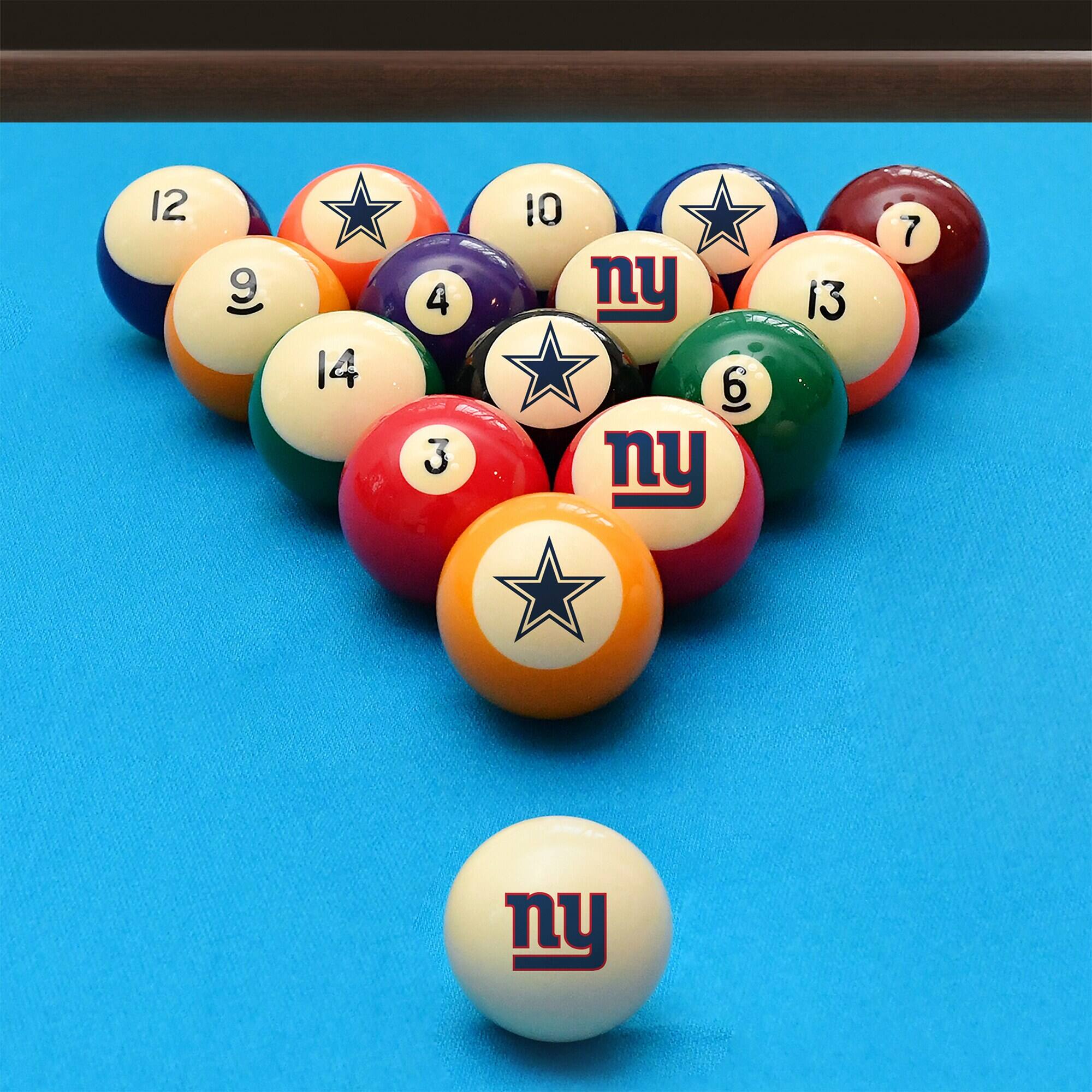 Alt View 1. Imperial - New York Giants vs. Dallas Cowboys Rivalry Retro Billiard Ball Set - Multicolor.