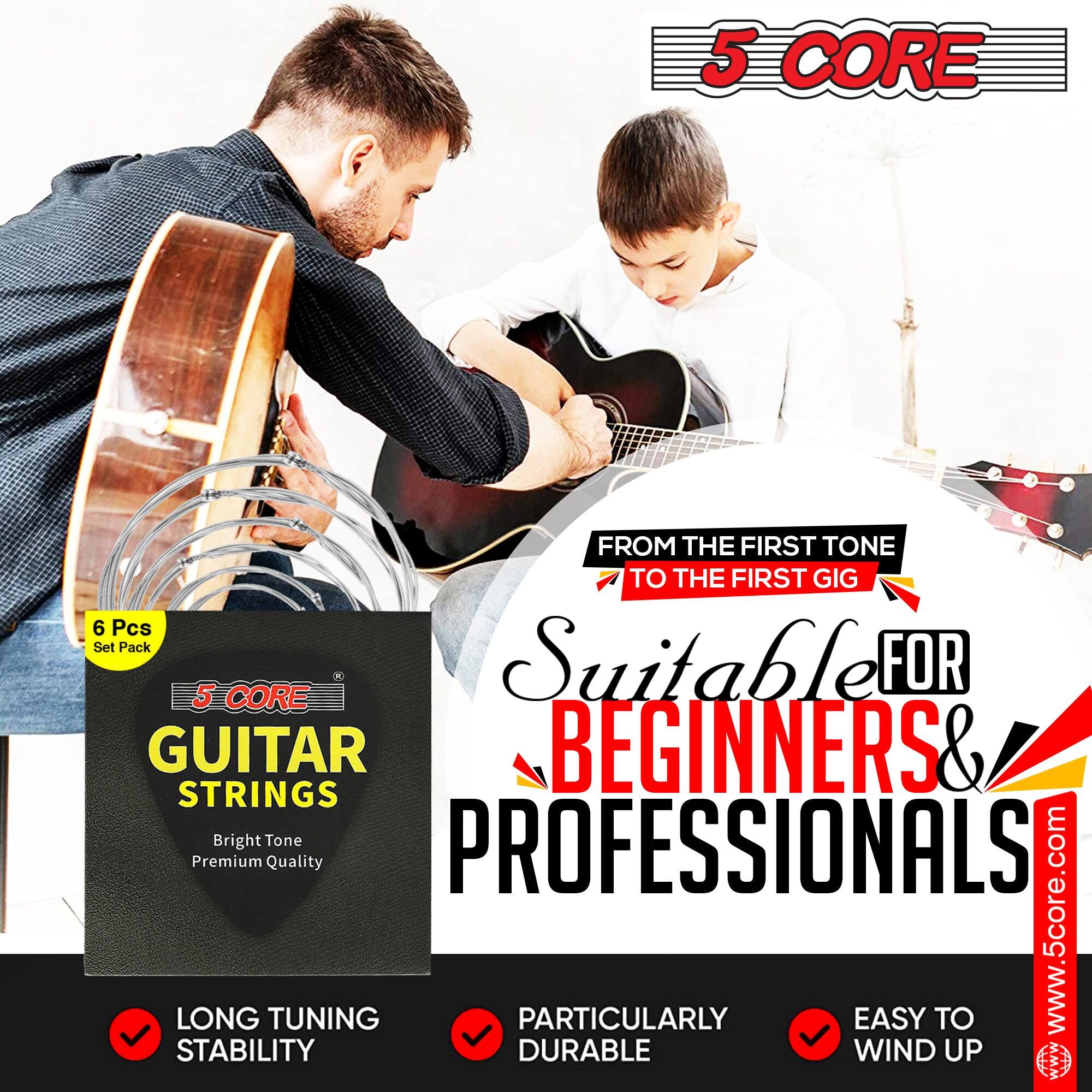 5 CORE

FROM THE FIRST TONE TO THE FIRST GIG

6 Pcs Set Pack

5 CORE GUITAR STRINGS
Bright Tone
Premium Quality

Suitable FOR BEGINNERS & PROFESSIONALS

LONG TUNING STABILITY
PARTICULARLY DURABLE
EASY TO WIND UP

www.5core.com