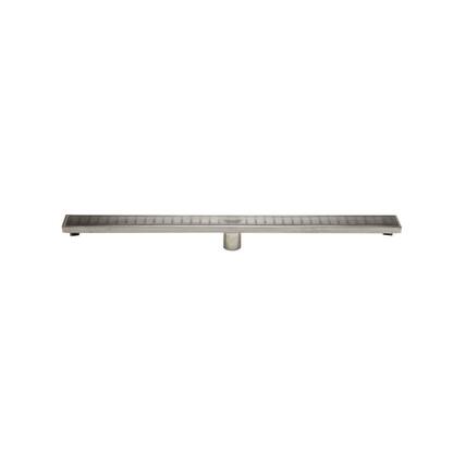 Front. Alfi - 36" Modern Stainless Steel Linear Shower Drain with Groove Lines - Gray.