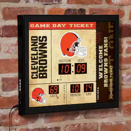 Evergreen Enterprises - Cleveland Browns 15" x 19" Bluetooth Scoreboard Wall Clock - Brown
