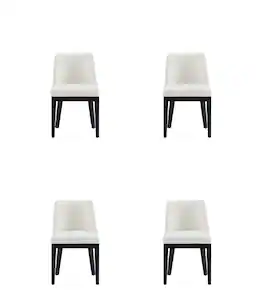 Manhattan Comfort - Gansevoort Modern Wood Vegan Leather Dining Chair - Set of 4 - Ivory