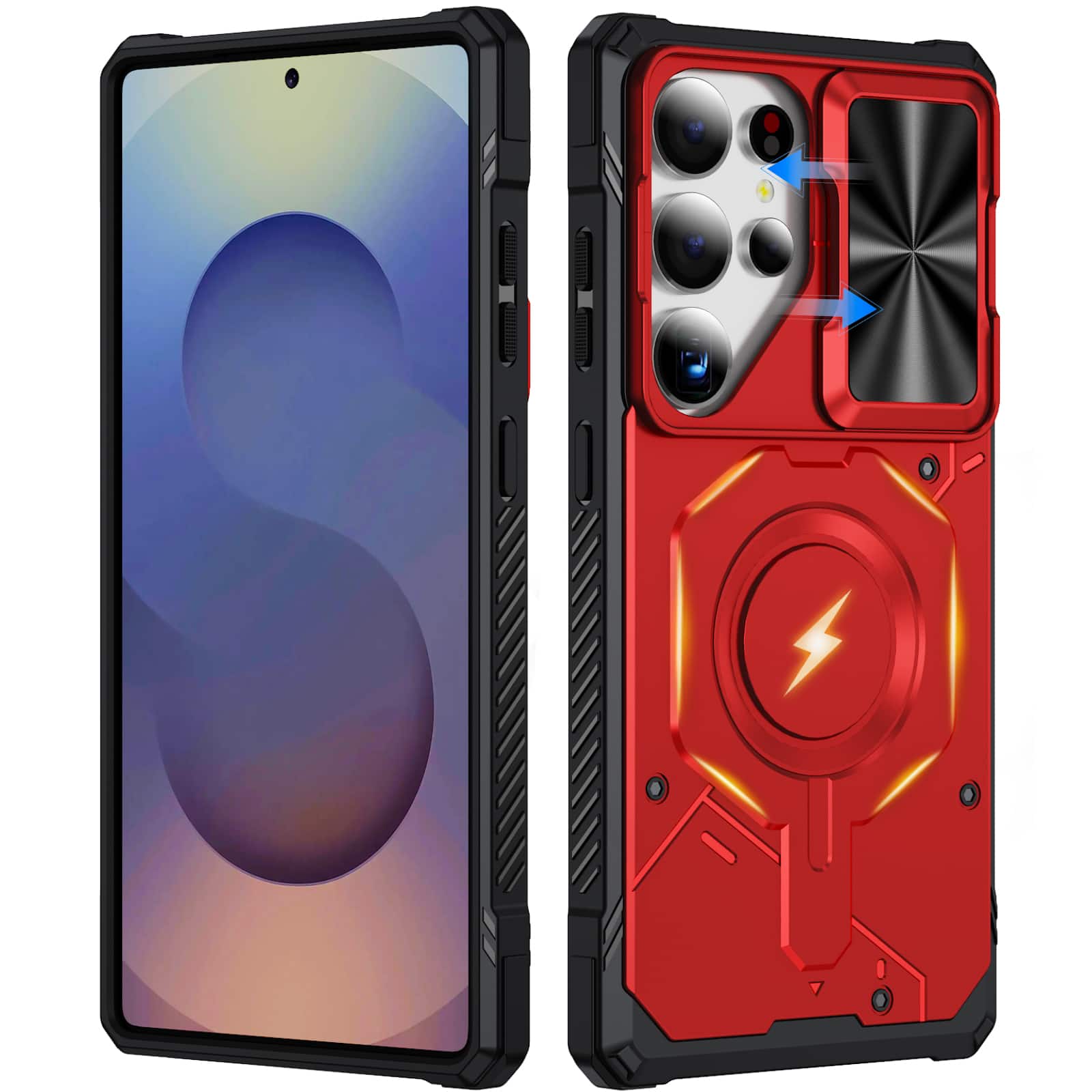UUCOVER - Magnetic Case for Samsung Galaxy S25 Ultra,Shockproof TPU+PC Case Compatible with MagSafe Rugged Sliding Lens Cover - Red price history on PriceWatchPro