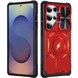 UUCOVER - Magnetic Case for Samsung Galaxy S25 Ultra,Shockproof TPU+PC Case Compatible with MagSafe Rugged Sliding Lens Cover - Red