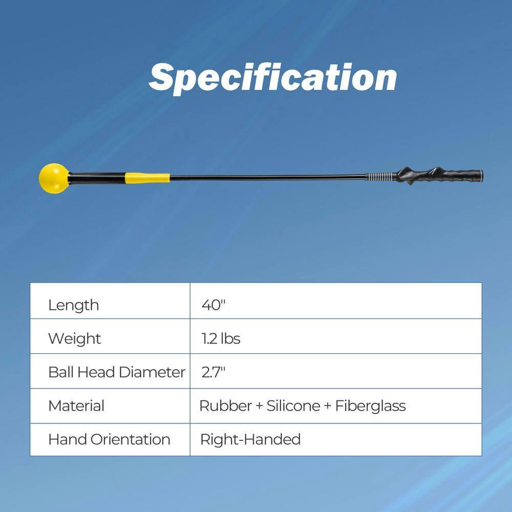 Specification

- Length: 40"
- Weight: 1.2 lbs
- Ball Head Diameter: 2.7"
- Material: Rubber + Silicone + Fiberglass
- Hand Orientation: Right-Handed
