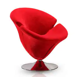 Manhattan Comfort - Tulip Modern Velvet Swivel Lounge Chair - Red