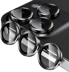 Entronix - Premium Camera Lens Protector for iPhone 14 Pro and 14 Pro Max - Durable Metal Design - Black