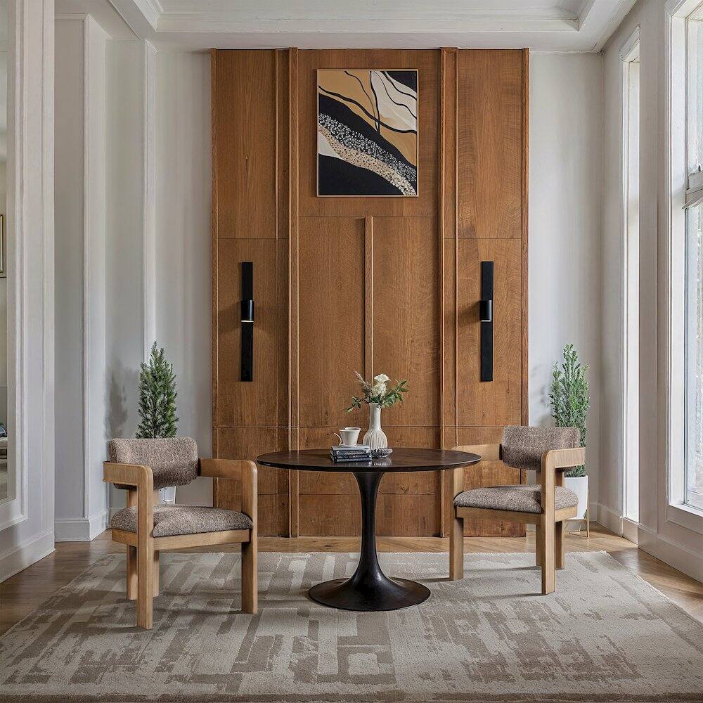 Alt View 1. Meridian Furniture - Sacha Brown Linen Textured Fabric Dining Chair, Set of 2 - Brown.