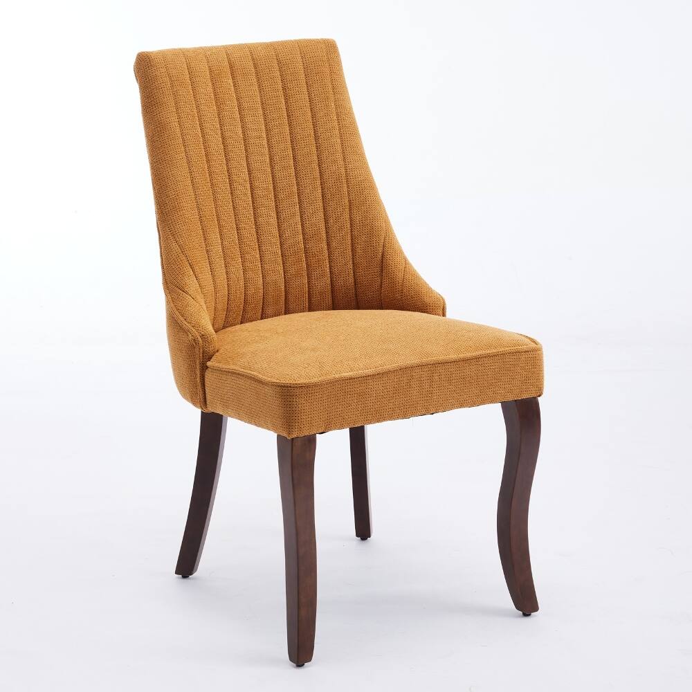 Left. Loheer - Loheer Dining Chairs Set of 2 Gold Upholstered High Back Chairs Solid Wood Legs - Gold.