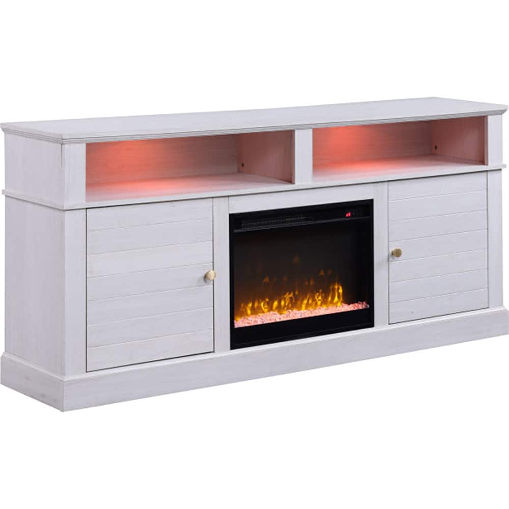 Lilola Home - Gabriel 70" TV Stand with Fireplace - White Walnut