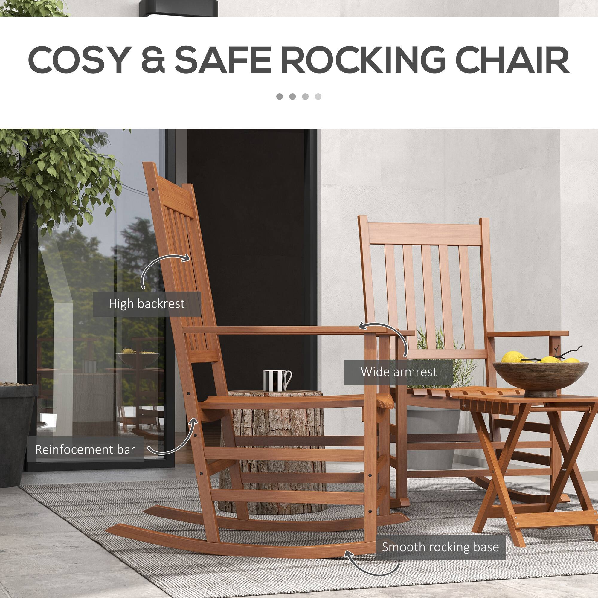 COSY & SAFE ROCKING CHAIR

High backrest
Wide armrest
Reinforcement bar
Smooth rocking base