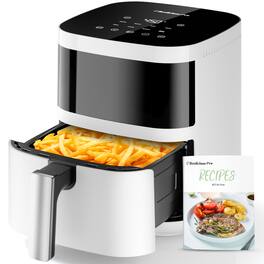 Beelicious - 8-in-1 4QT Air Fryer, 450F Compact Airfryer with Viewing Window, Shake Reminder - White