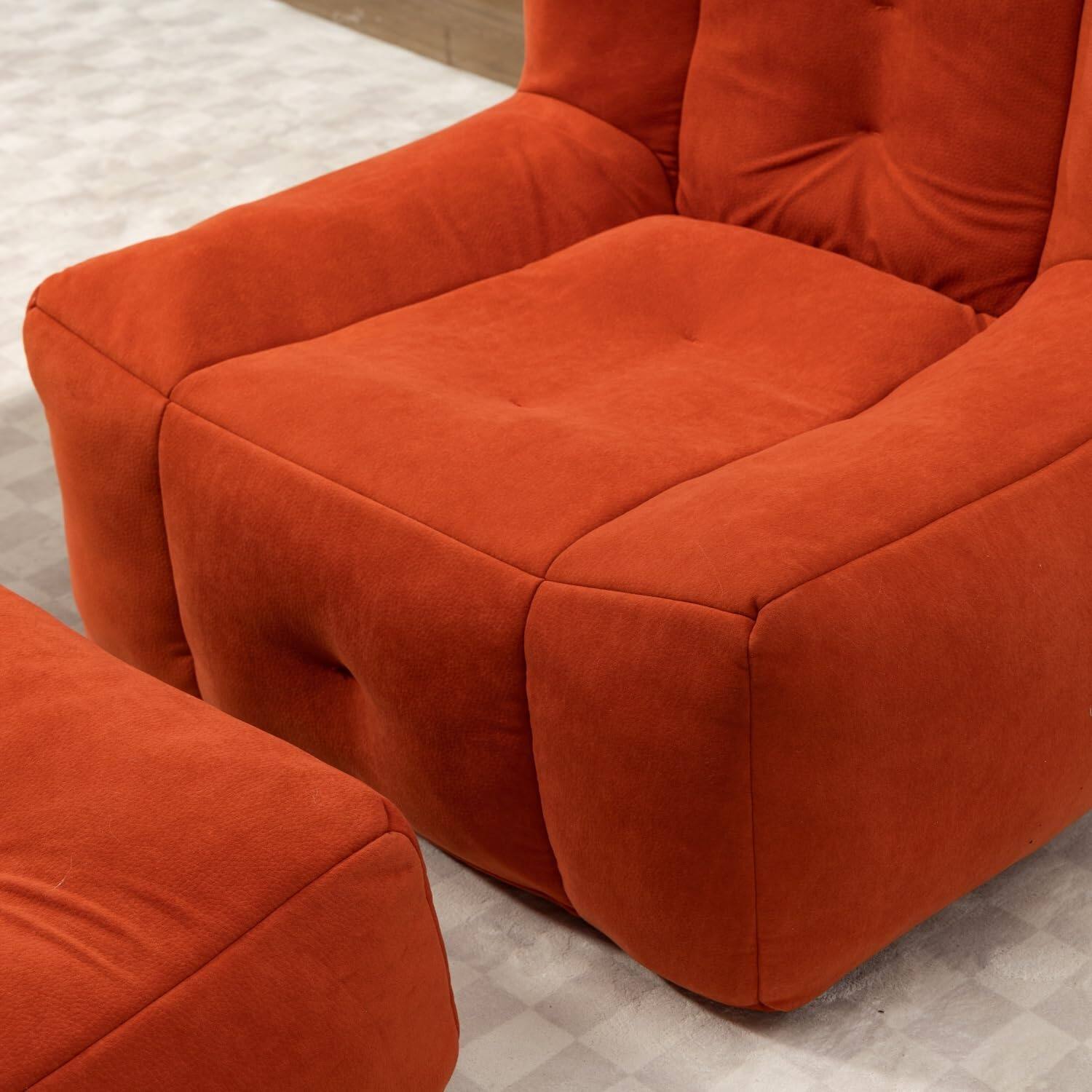 Alt View 5. Trinkets Crazed - Fluffy Bean Bag Chair, Comfy Bean Bag Chairs, Super Soft Lazy Sofa Chair with Memory Foam and Ottoman - red.