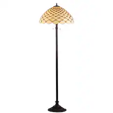 Front. Jonathan Y - Lee Tiffany-Style 62" LED Floor Lamp, Bronze - Bronze.