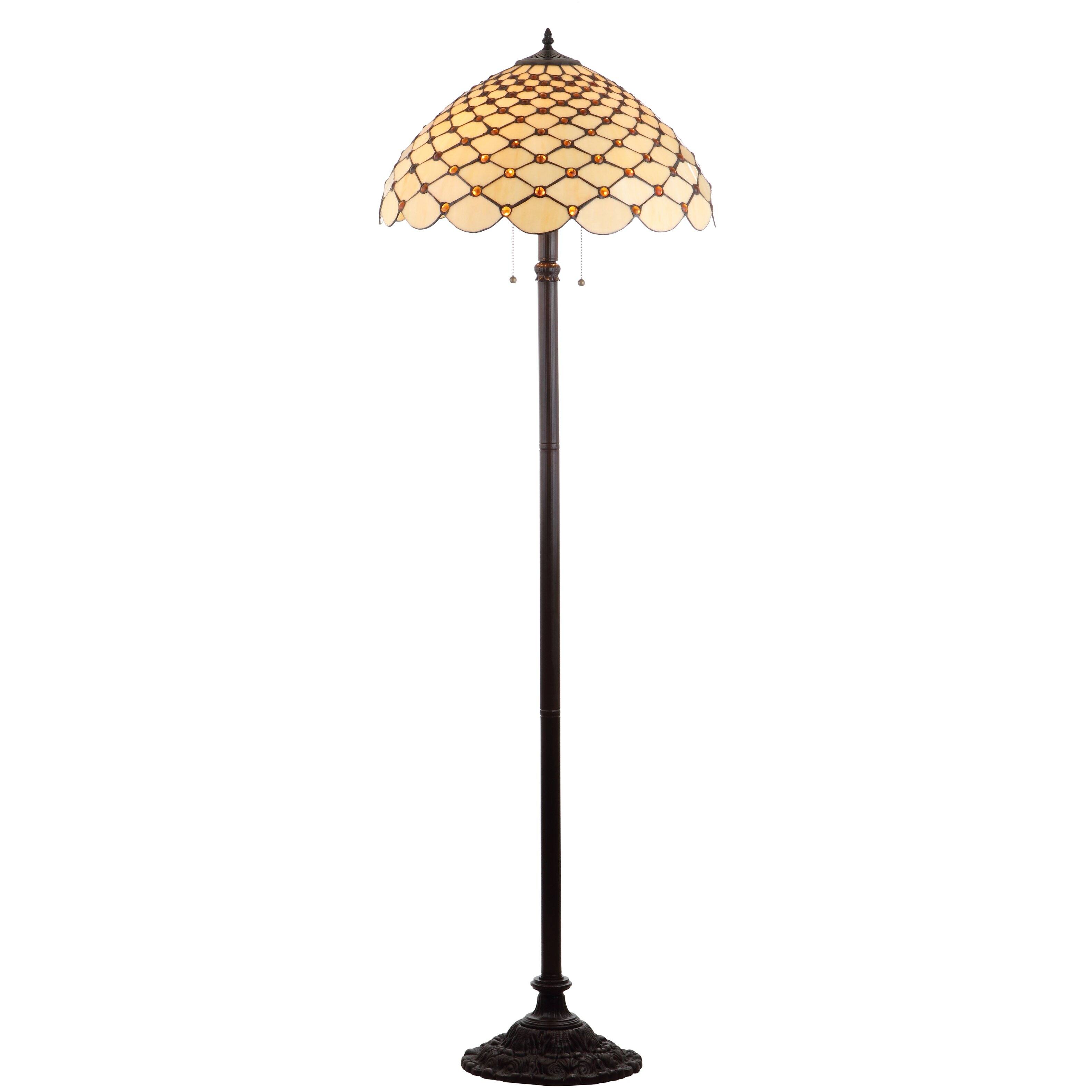Front. Jonathan Y - Lee Tiffany-Style 62" LED Floor Lamp, Bronze - Bronze.