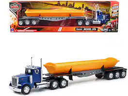 Peterbilt 379 Truck with Side Dump "Long Haul Truckers" Series 1/32 Diecast Model by New Ray - Blue And Yellow