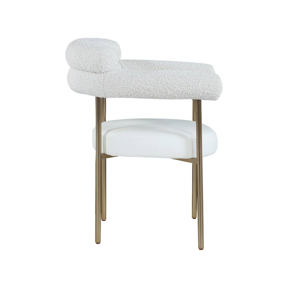 Alt View 3. Meridian Furniture - Blake Cream Vegan Leather / Boucle Fabric Dining Chair, Set of 2 - Beige.