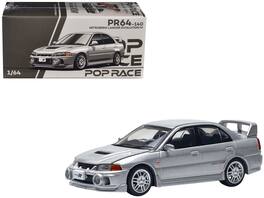 Mitsubishi Lancer Evolution IV RHD (Right Hand Drive) Steel 1/64 Diecast Model Car by Pop Race - Silver Metallic