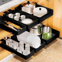 GARVEE - Pull Out Cabinet Organizer, Slide Out Drawers for Kitchen Cabinets, Under Sink Organizer, Roll Out Shelves - Black