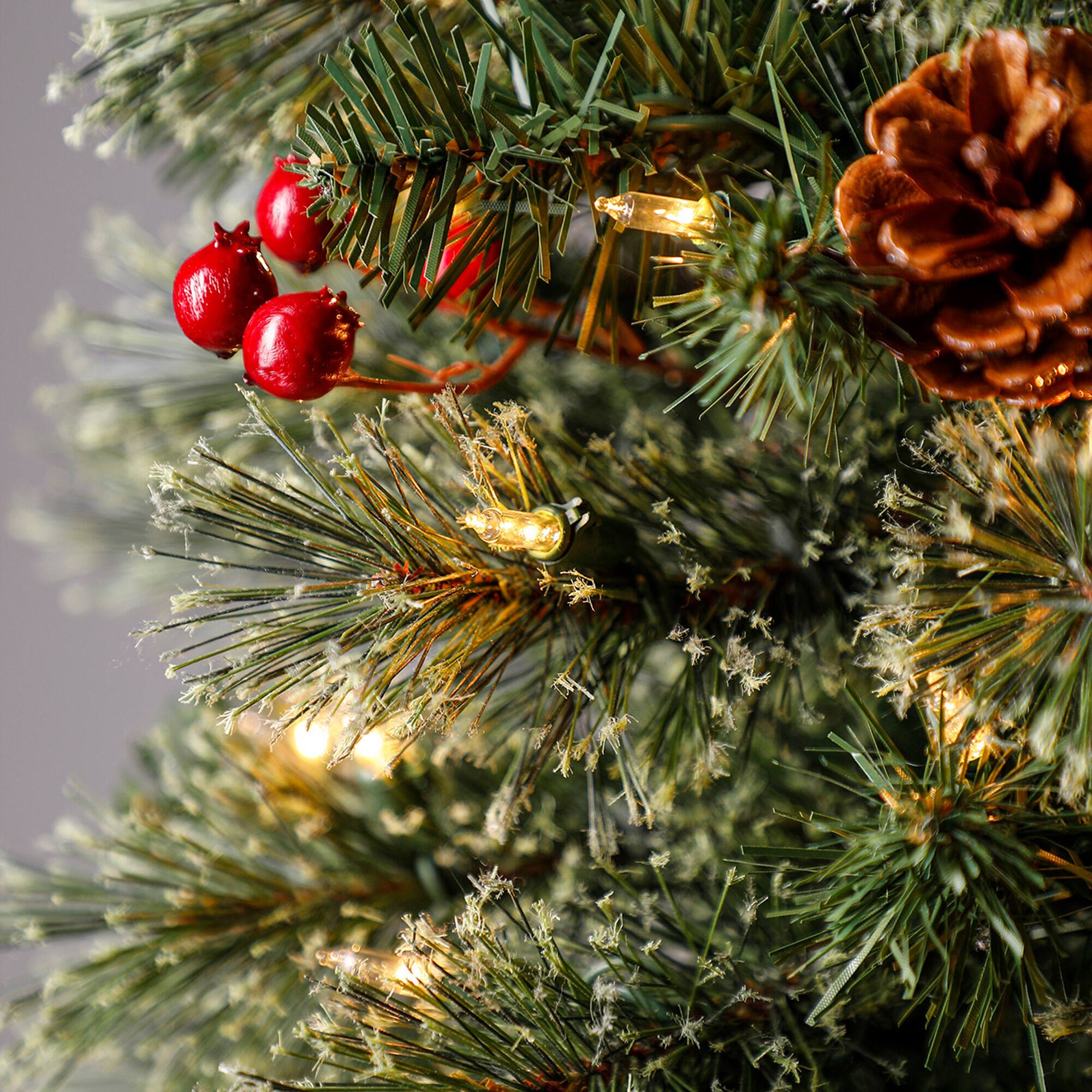 Alt View 4. Home Heritage - Home Heritage Stanley 5' Pre-Lit Artificial Christmas Tree, Pine Cones & Berries - Green.