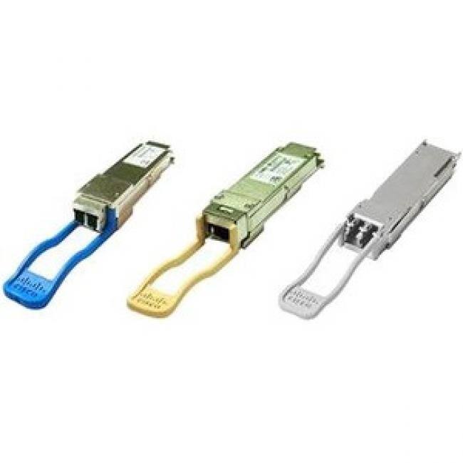 Front. Cisco Consumer Products - Cisco QSFP+ Module - For Data Networking, Optical Network - 1 x MPO/MTP 40GBase-SR4 Network - Unknown.