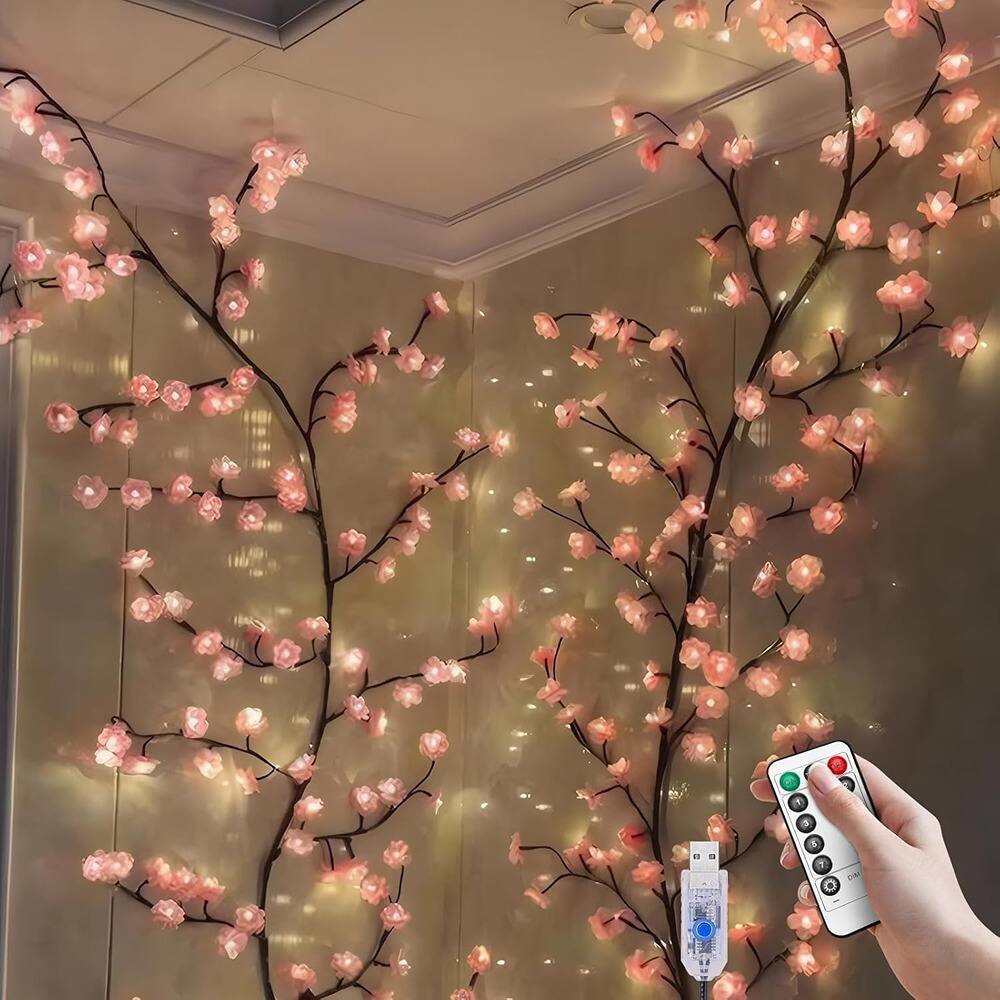 Front. ACJPR - 63" Cherry Blossom LED Tree Branch Lights, 72 LEDs, Remote, 8 Modes - 72 LED.