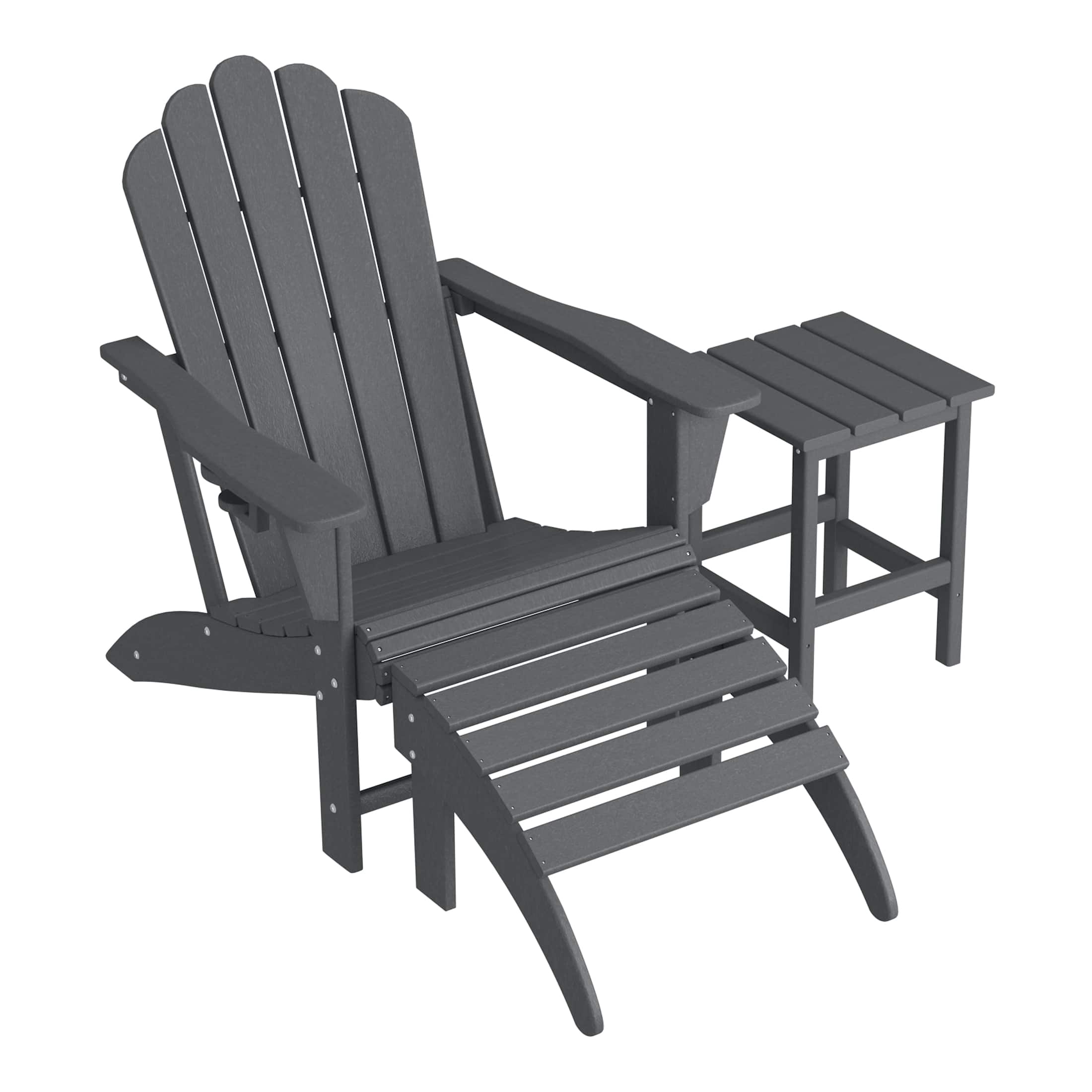 WestinTrends - Highland 3-Piece Adirondack Chair with Cup Holder and Folding Ottoman and Table Set - Gray price history on PriceWatchPro