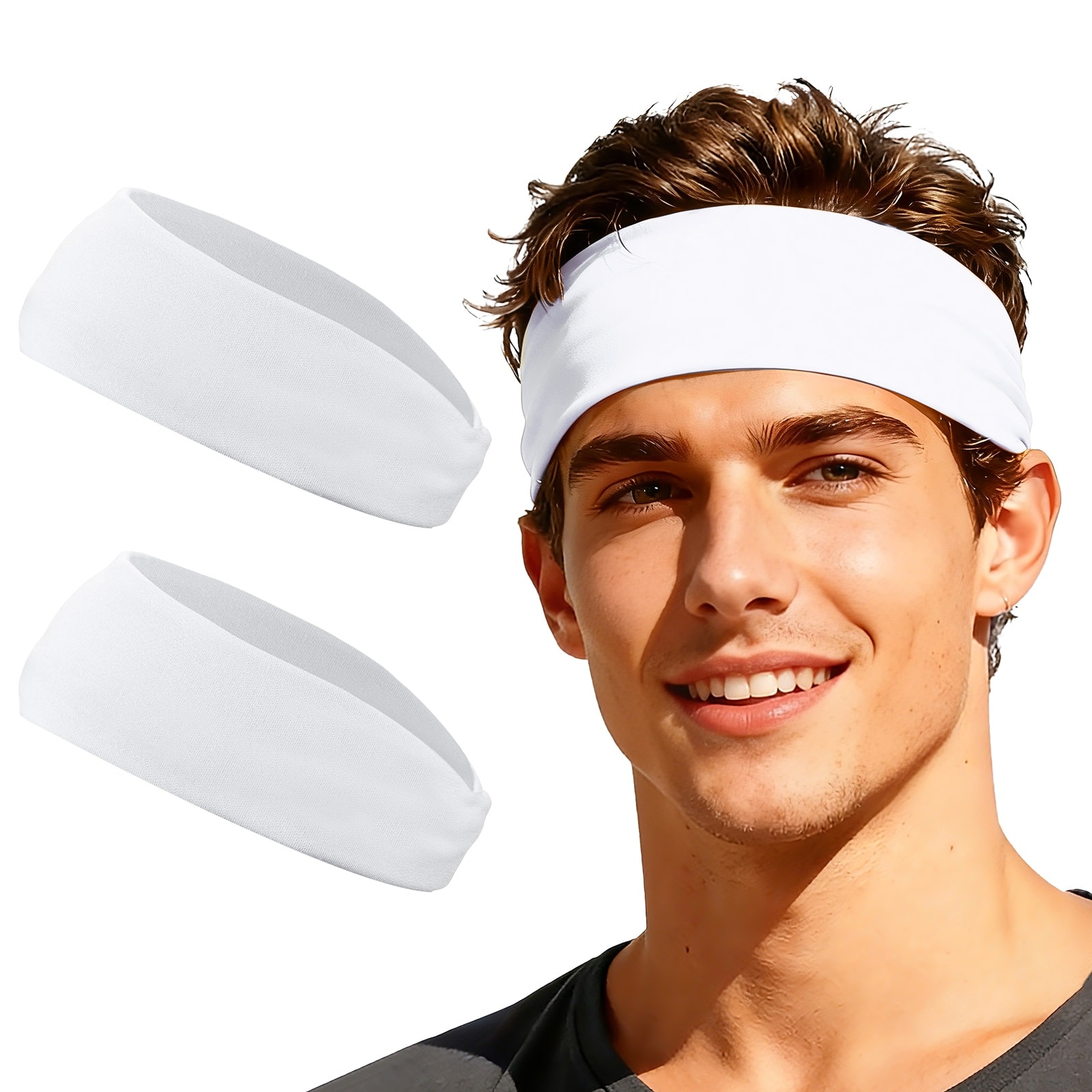 Unique Bargains - Sport Headbands for Men & Women, Stretchy Sweatband Absorbent Headbands, 2pcs - For Yoga/Sports/Running/Fitness/Cycling - White price history on PriceWatchPro