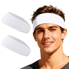 Unique Bargains - Sport Headbands for Men & Women, Stretchy Sweatband Absorbent Headbands, 2pcs - For Yoga/Sports/Running/Fitness/Cycling - White