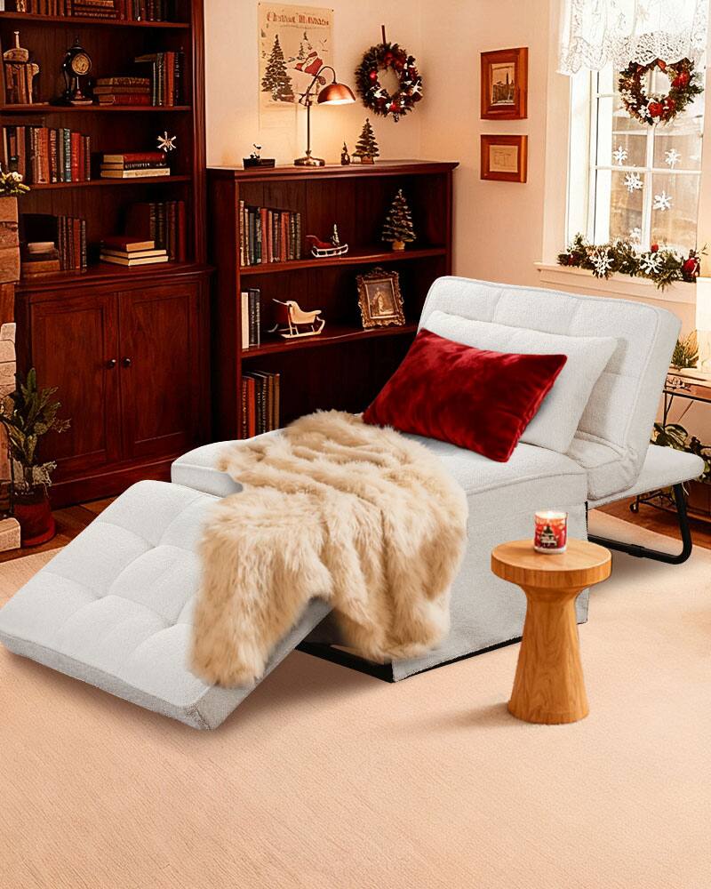 Alt View 1. Ainfox - Ainfox Sofa Bed Breathable Linen Couch Bed with Adjustable Backrest Convertible Chair for Living Room Apartment Office - beige.